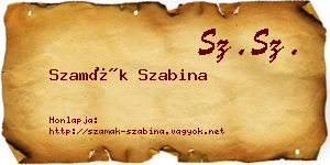 Szamák Szabina névjegykártya